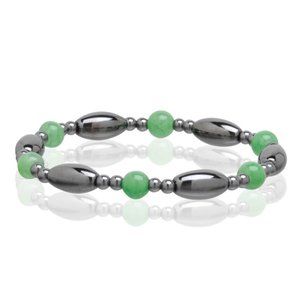 Magnetic Hematite Bracelet, Beaded Gemstone Stretchable Jade Bracelet